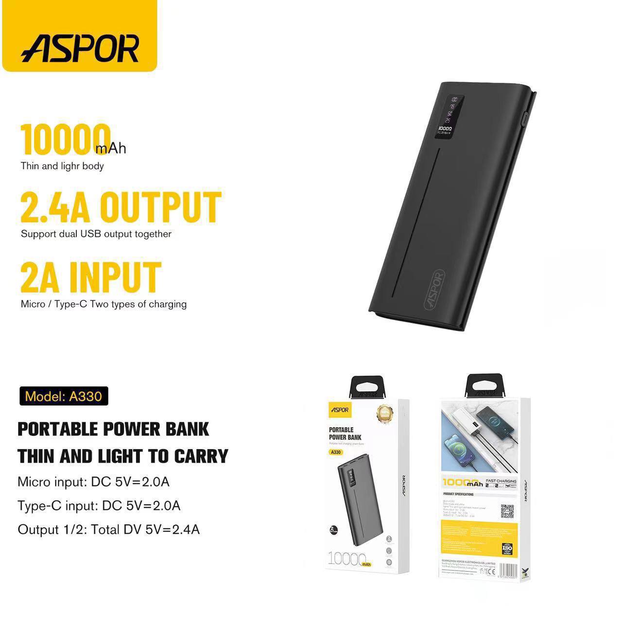 ASPOR A330 10000mAh Power Bank(6MW)